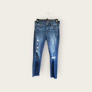 Abercrombie & Fitch Distressed Harper Ankle Raw Hem Low Rise Womens Size 25/0